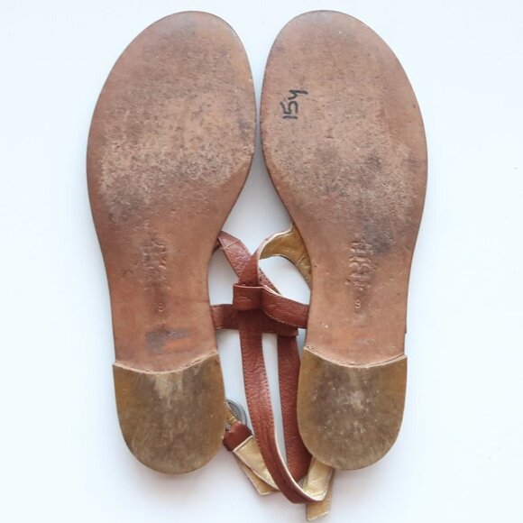 Isabella Fiore Brown Italian Leather Thong Sandals Flat Summer Shoes Size 8.5 - Picture 7 of 15